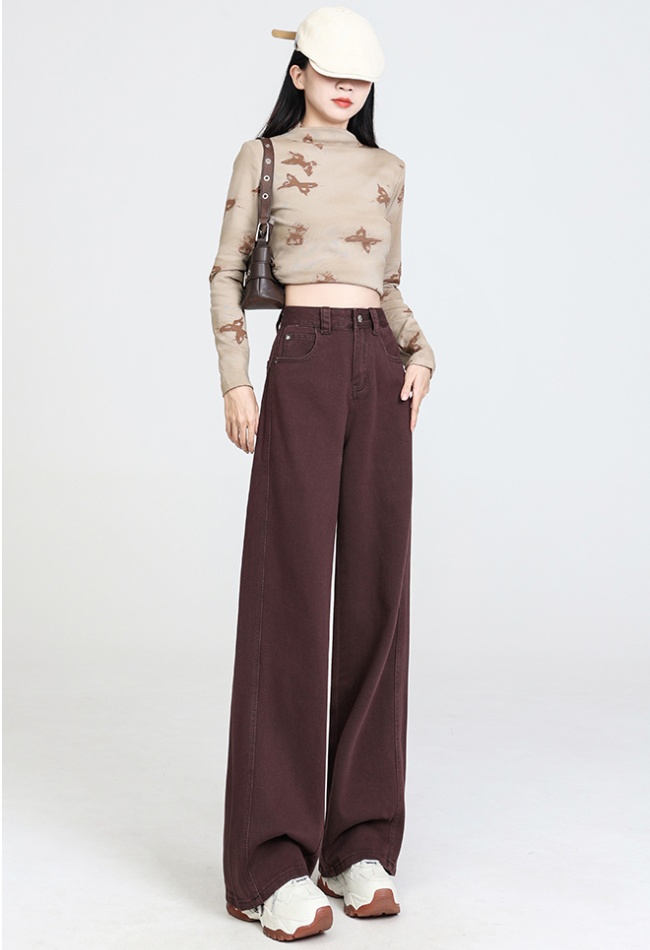 Spring banana pants brown denim clipping long pants