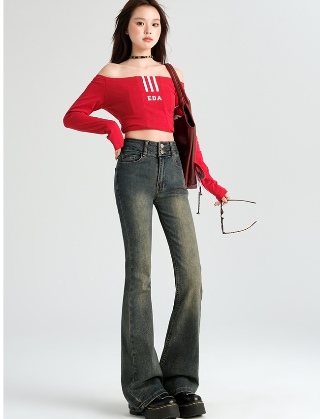 High waist micro speaker jeans slim pants