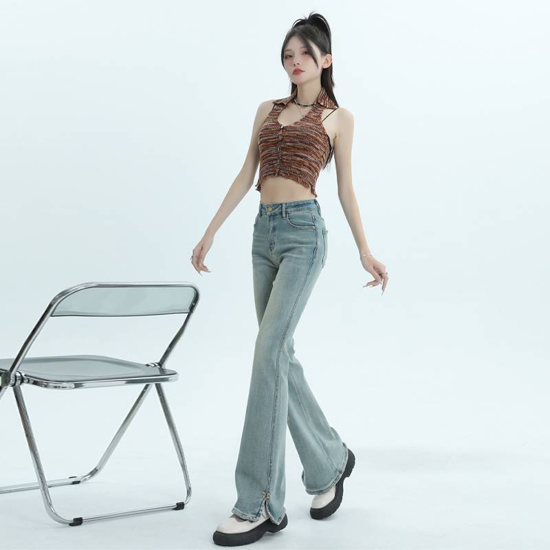 Micro speaker slim jeans all-match spring pants for women