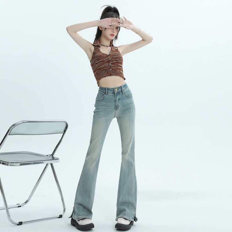 Micro speaker slim jeans all-match spring pants for women