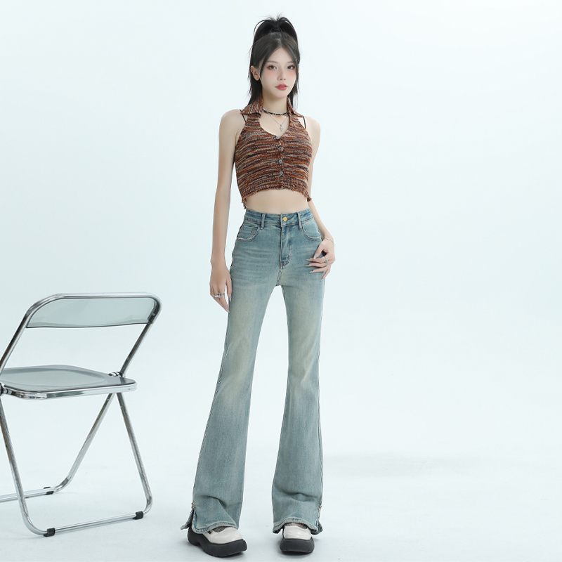 Micro speaker slim jeans all-match spring pants for women