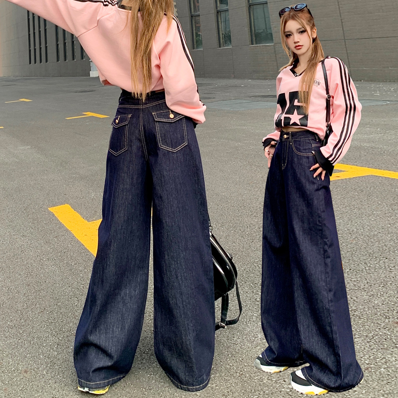 Lengthen American style wide leg pants lazy long pants