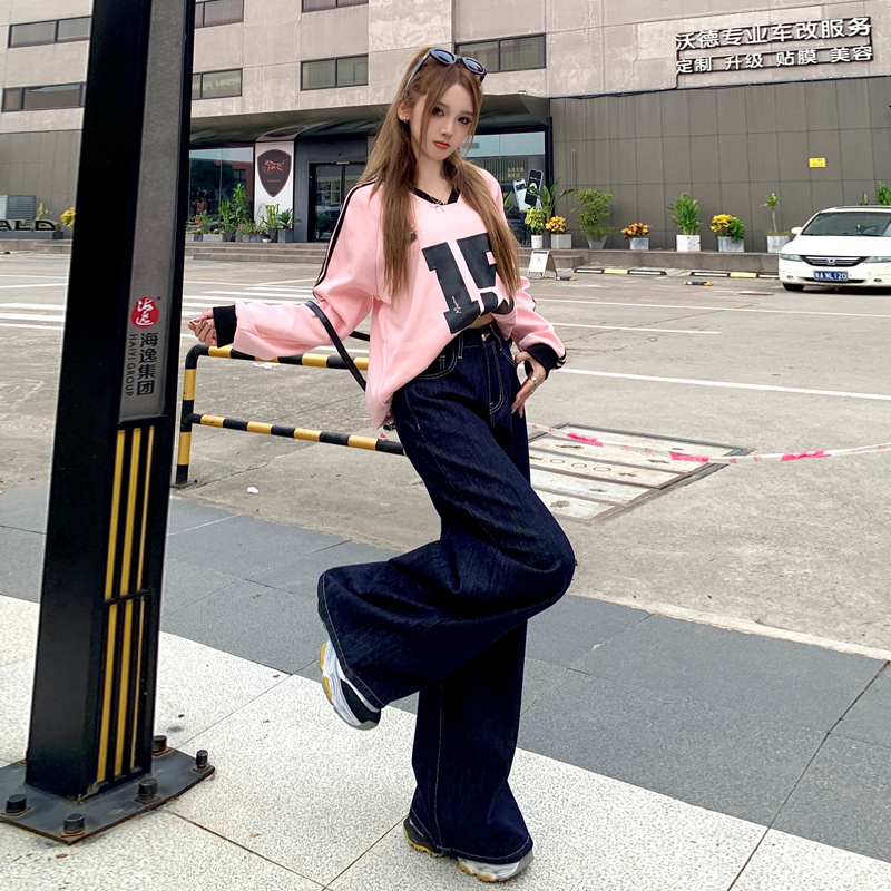 Lengthen American style wide leg pants lazy long pants