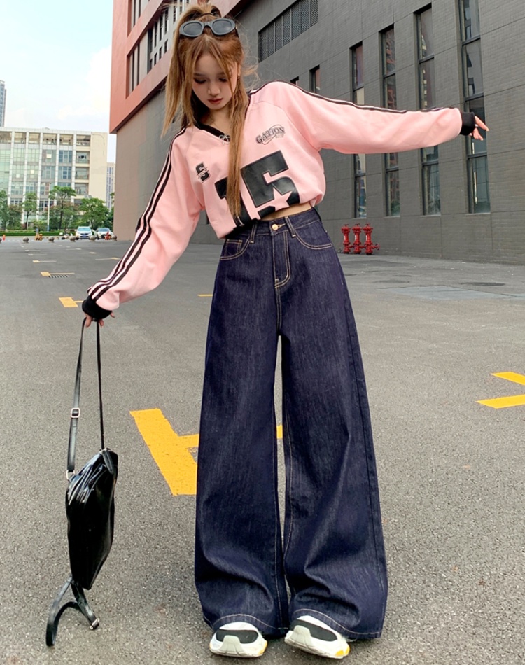 Lengthen American style wide leg pants lazy long pants