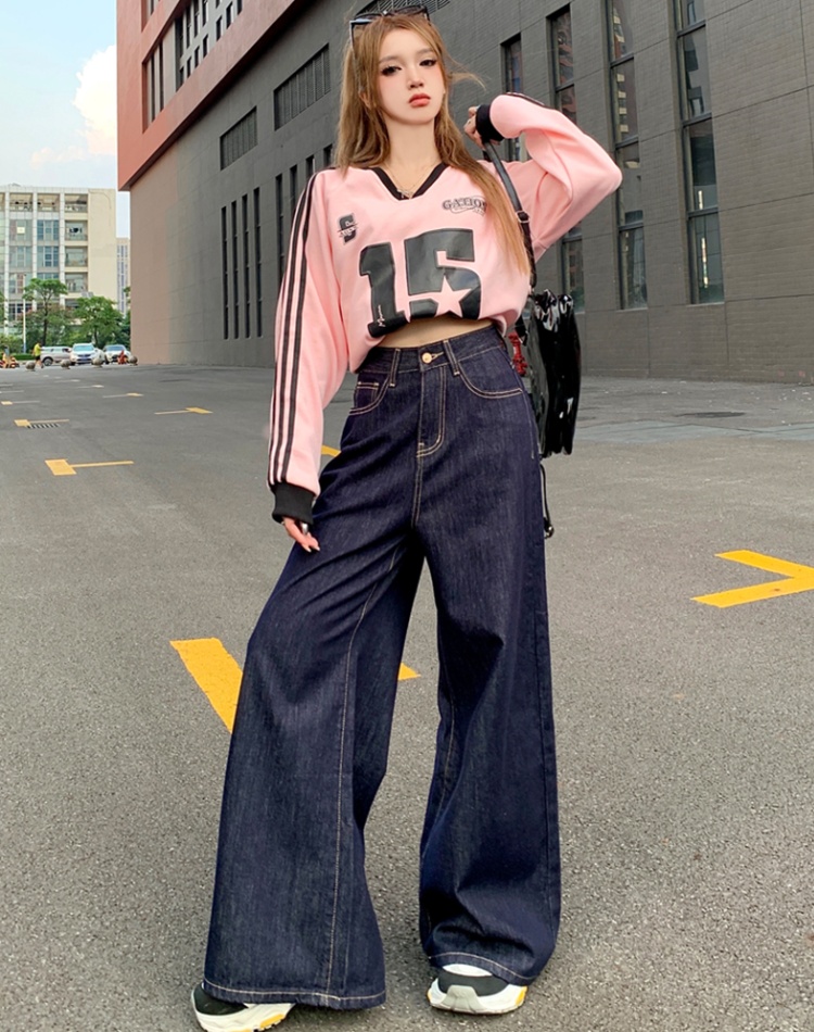 Lengthen American style wide leg pants lazy long pants