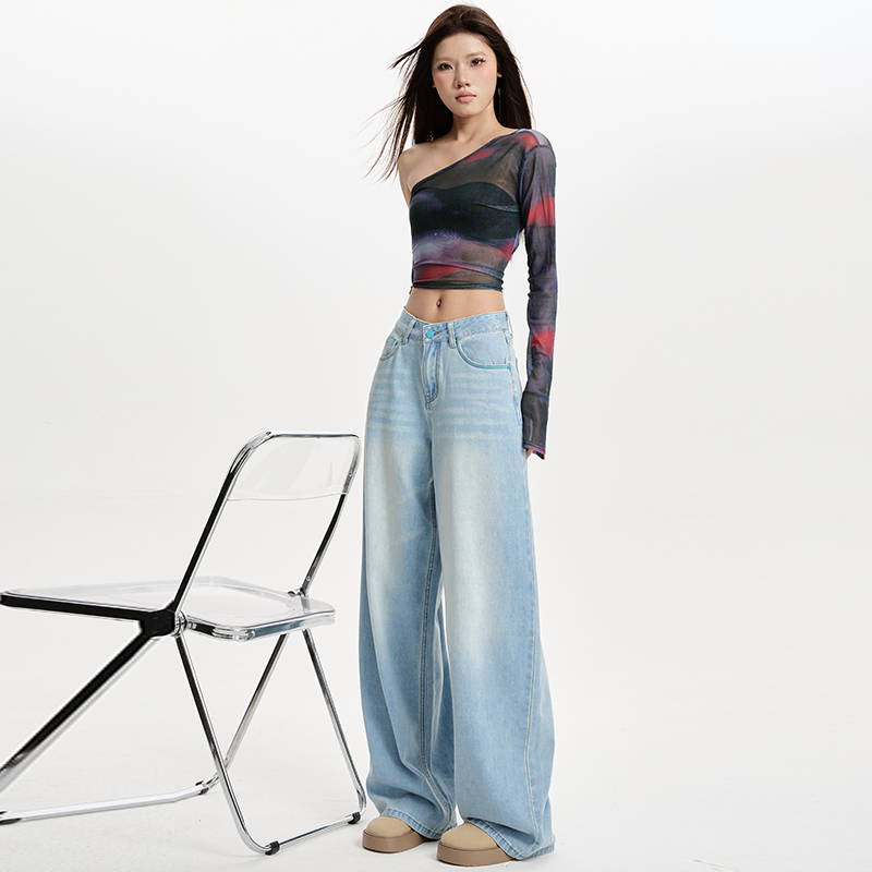 Straight pants wide leg pants spring jeans for women