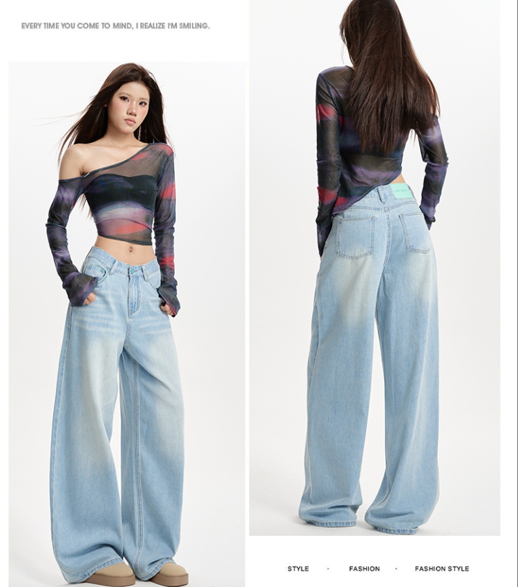 Straight pants wide leg pants spring jeans for women