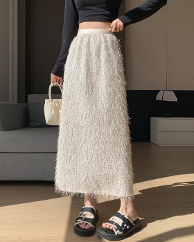 Slim A-line tassels long straight skirt for women