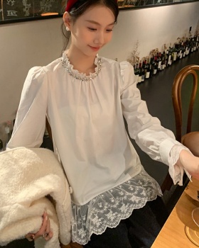 Inside the ride beading lace winter rhinestone shirt