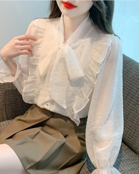 Spring bow shirt unique temperament tops