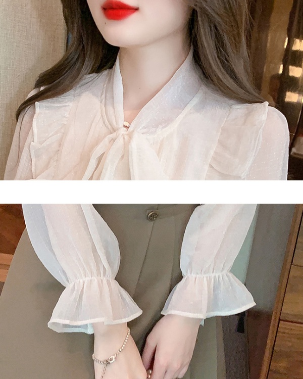 Spring bow shirt unique temperament tops