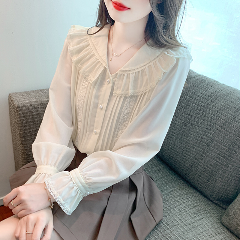 Spring chiffon shirt France style bottoming shirt