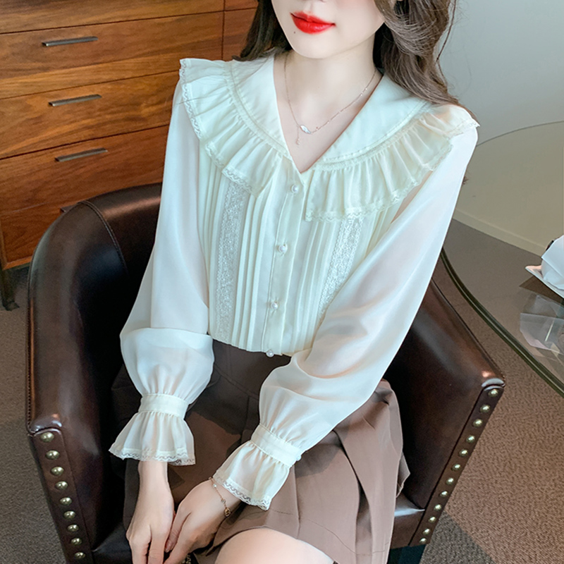 Spring chiffon shirt France style bottoming shirt