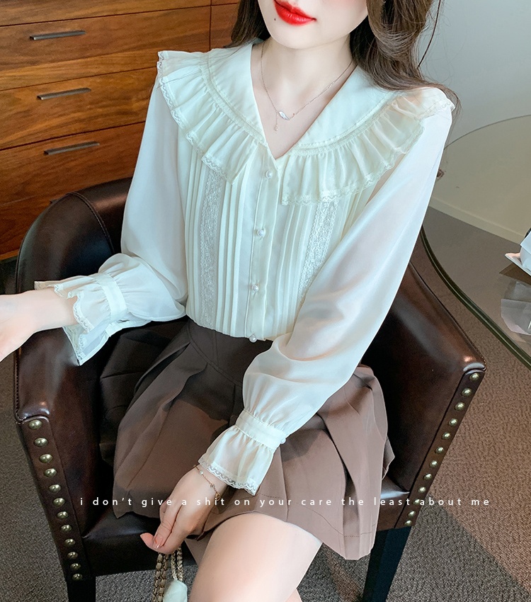 Spring chiffon shirt France style bottoming shirt