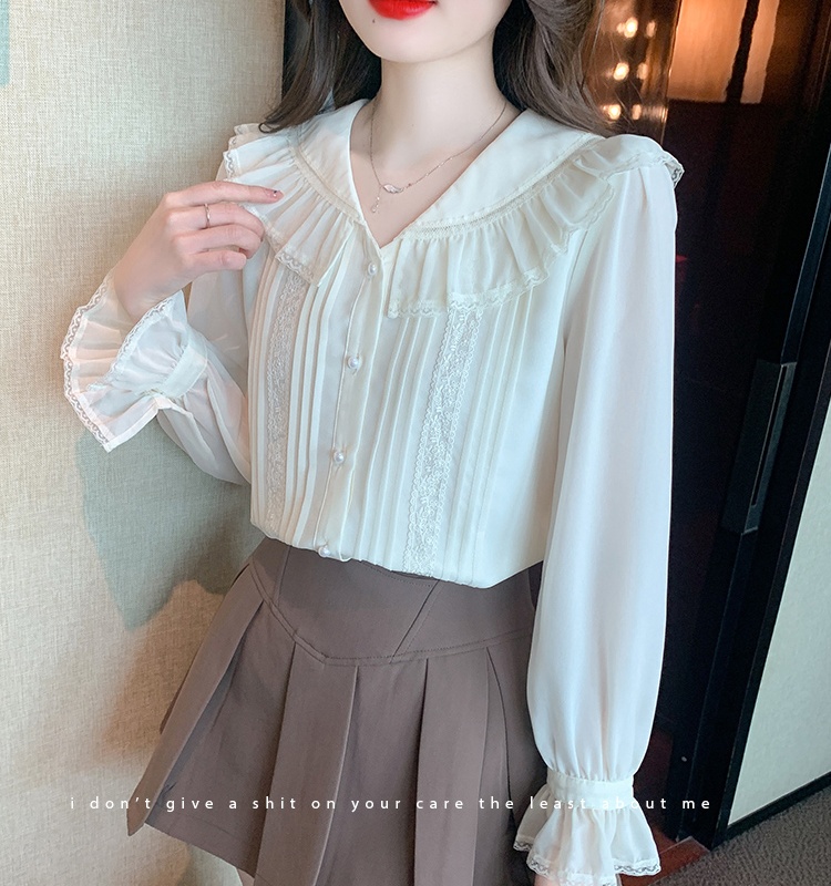 Spring chiffon shirt France style bottoming shirt