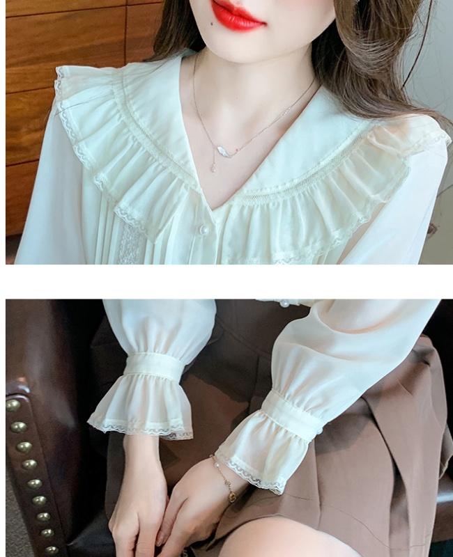 Spring chiffon shirt France style bottoming shirt