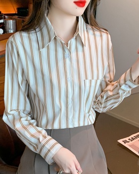 Stripe all-match commuting shirt spring niche tops