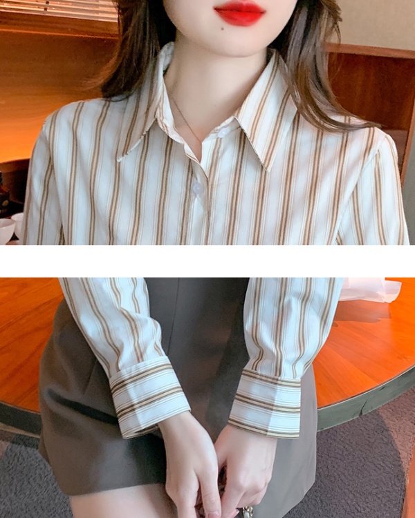 Stripe all-match commuting shirt spring niche tops