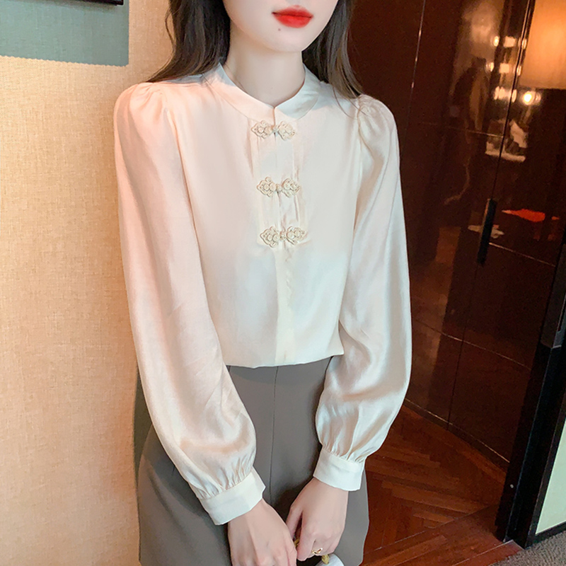 Spring temperament tops Chinese style chiffon shirt