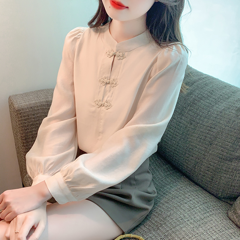 Spring temperament tops Chinese style chiffon shirt