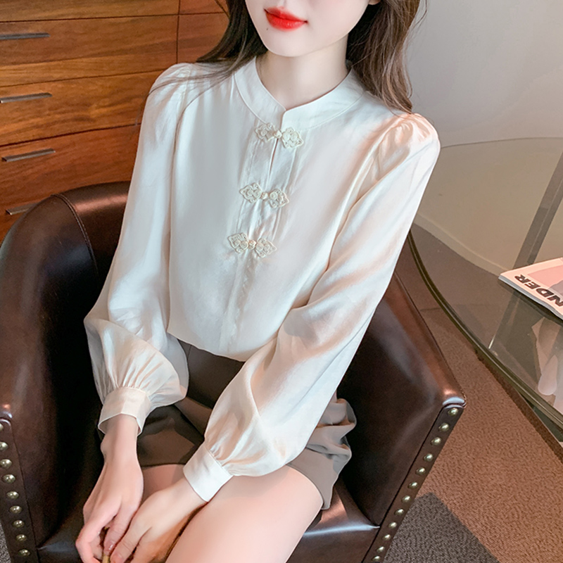 Spring temperament tops Chinese style chiffon shirt