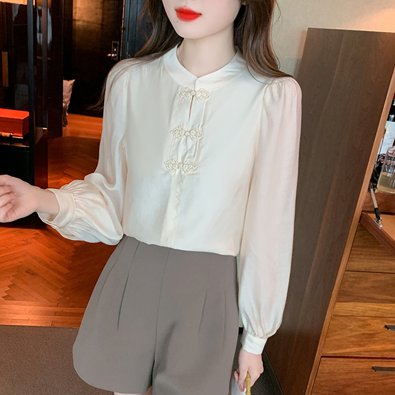 Spring temperament tops Chinese style chiffon shirt