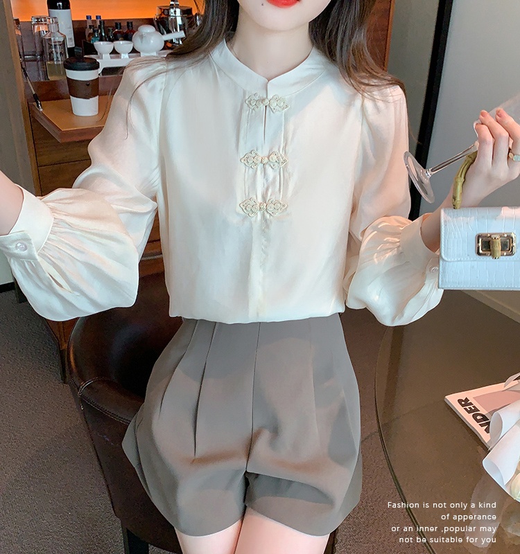 Spring temperament tops Chinese style chiffon shirt