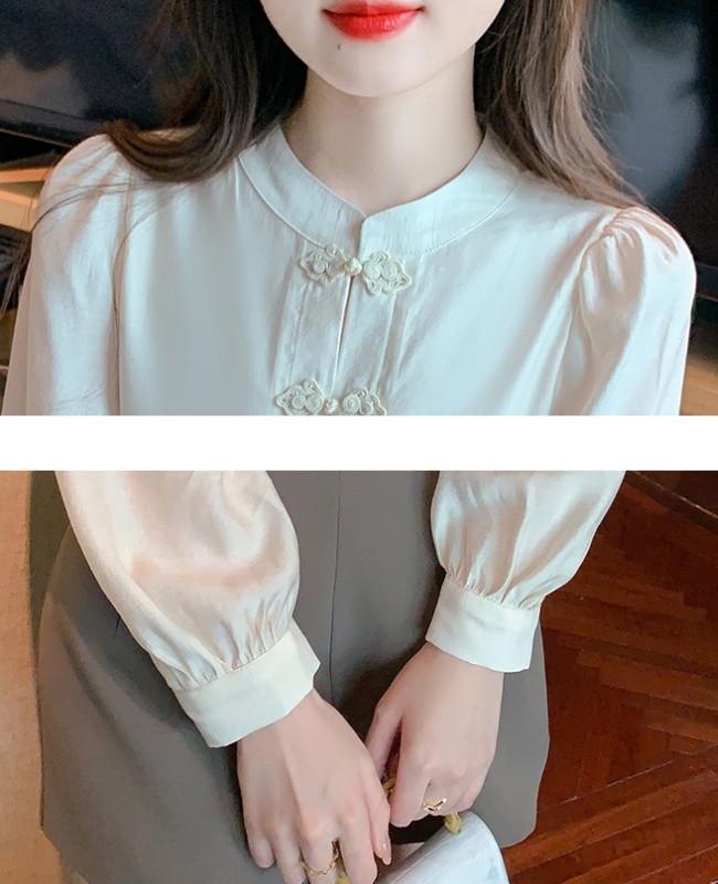 Spring temperament tops Chinese style chiffon shirt