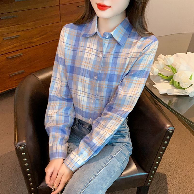 Western style plaid fashion spring show young shirt