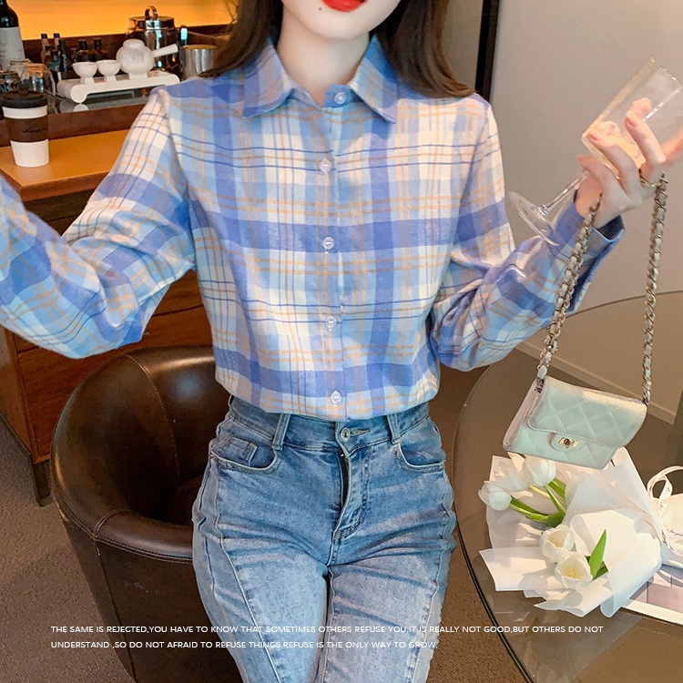 Western style plaid fashion spring show young shirt