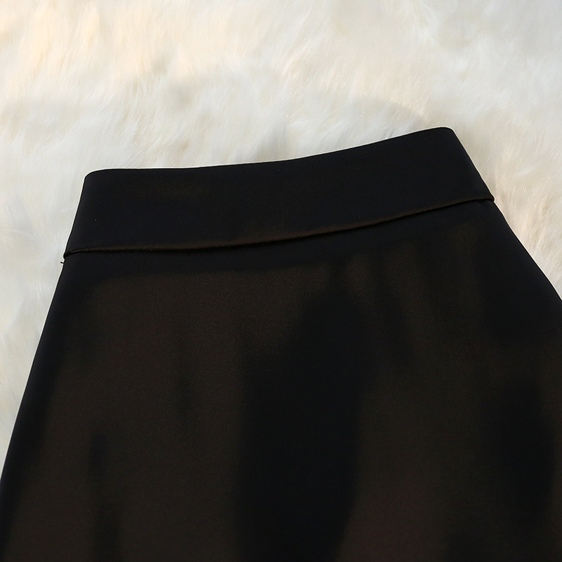 Satin slim drape high waist elastic skirt for women