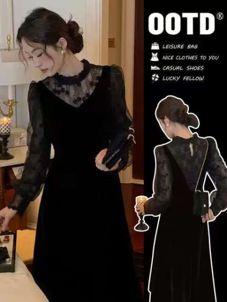 France style dress autumn and winter long dress for women