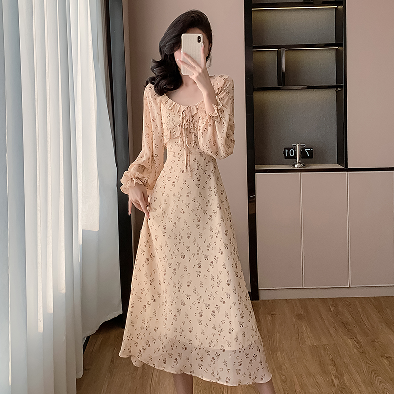 Vacation horizontal collar long dress wear dress