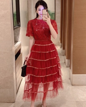 France style pinched waist sequins ladies dress for women