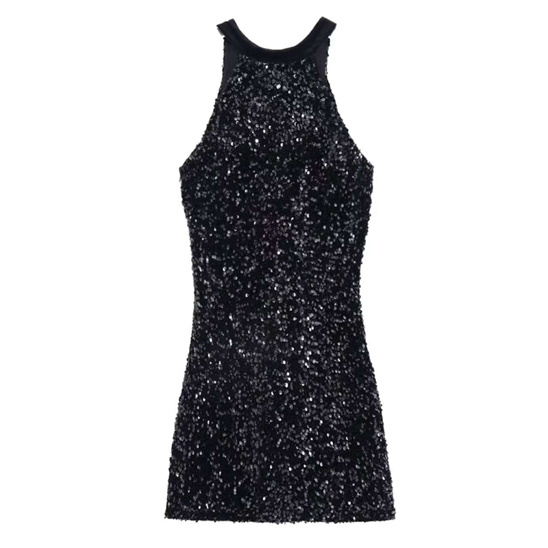 Refinement sequins christmas velvet spring dress