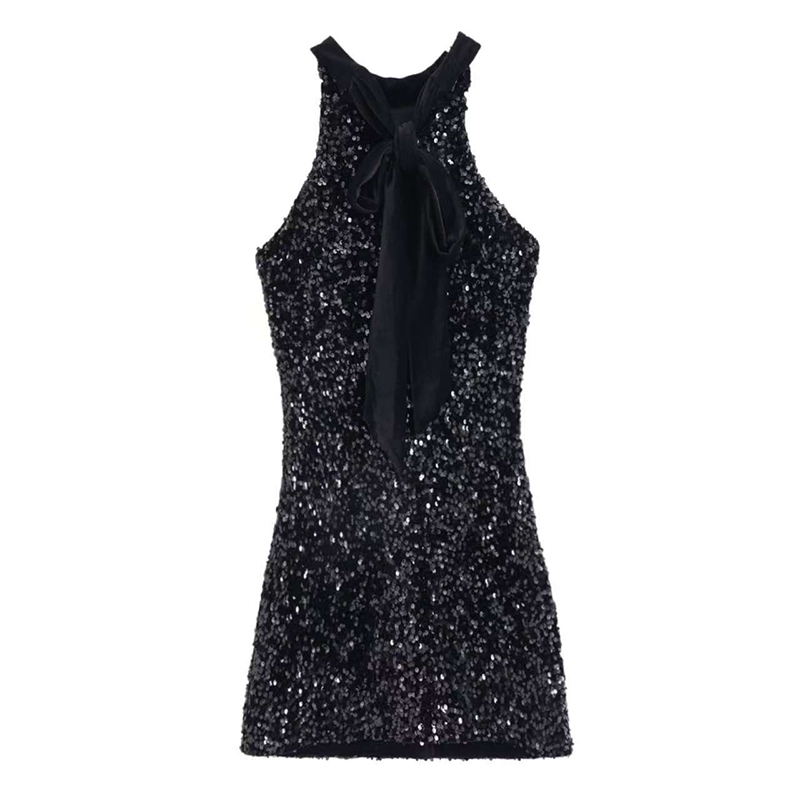 Refinement sequins christmas velvet spring dress