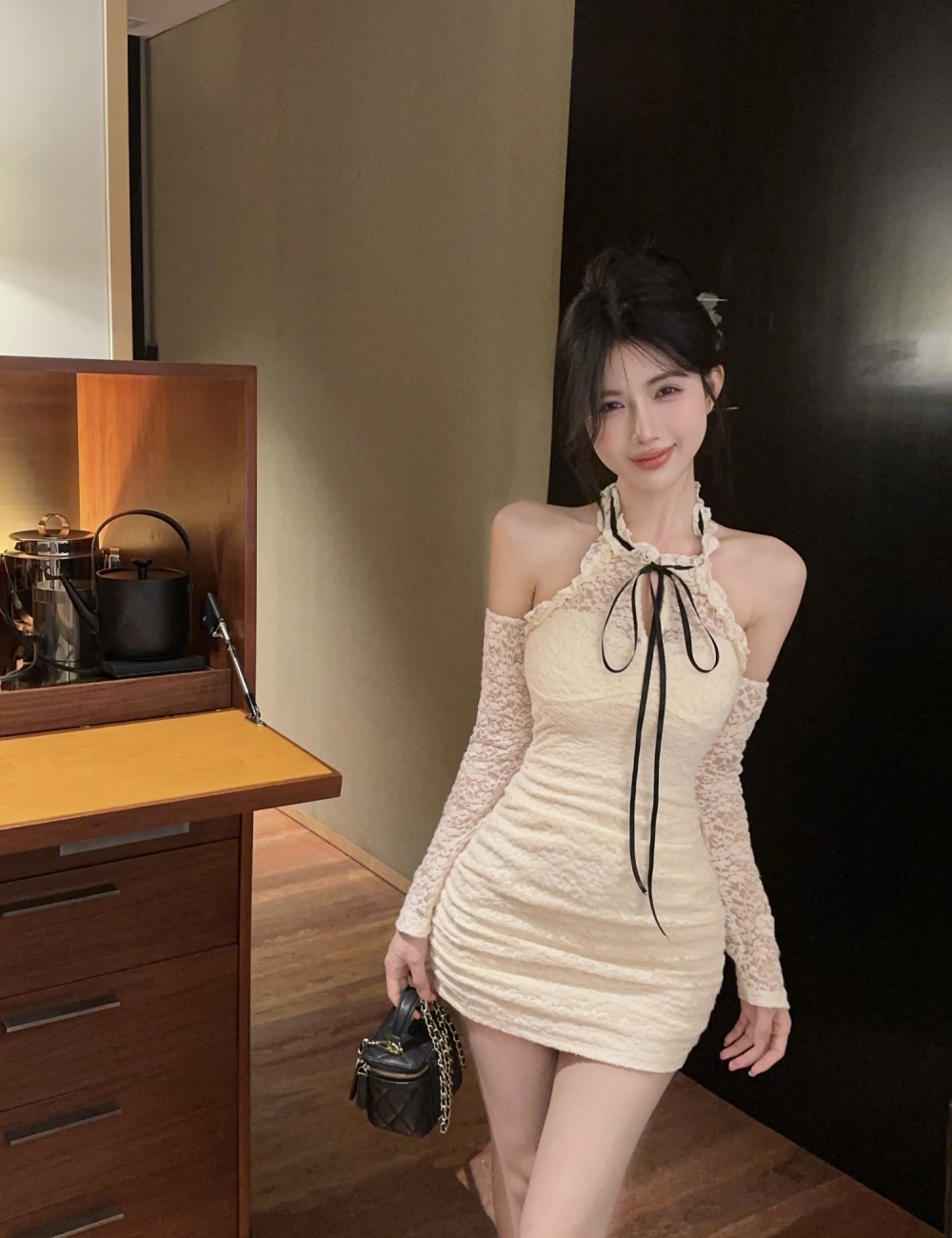 Fashion halter spicegirl slim strapless dress