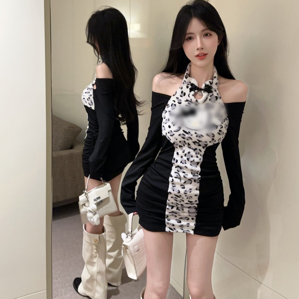 Cartoon long sleeve spicegirl fashion slim dress for women