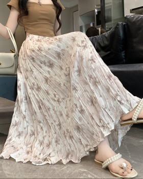 Pleated floral spring and summer A-line skirt