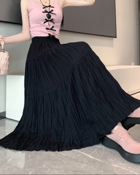 A-line big skirt long splice fold skirt