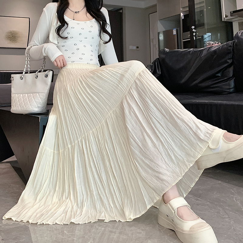 A-line big skirt long splice fold skirt