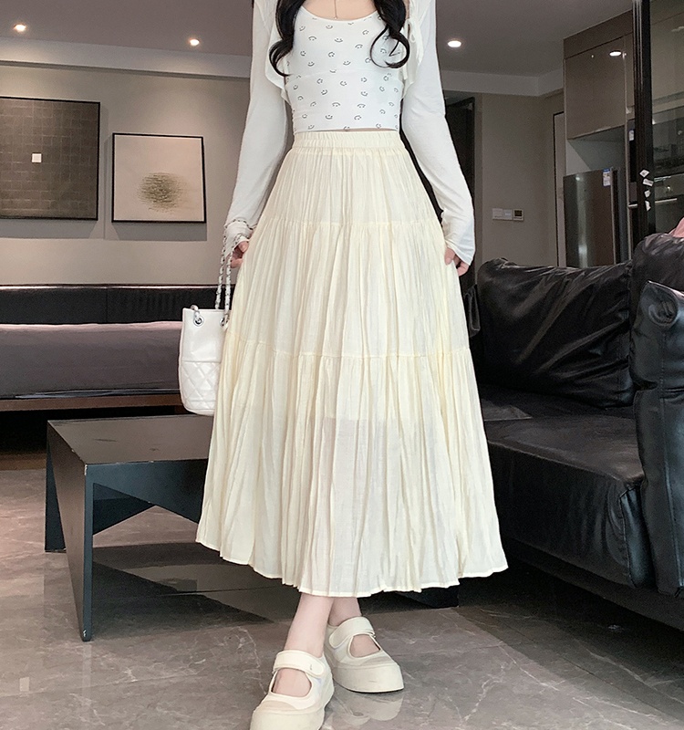 A-line big skirt long splice fold skirt