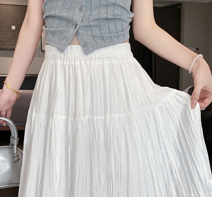 A-line big skirt long splice fold skirt