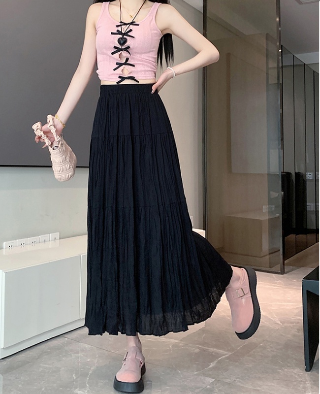 A-line big skirt long splice fold skirt