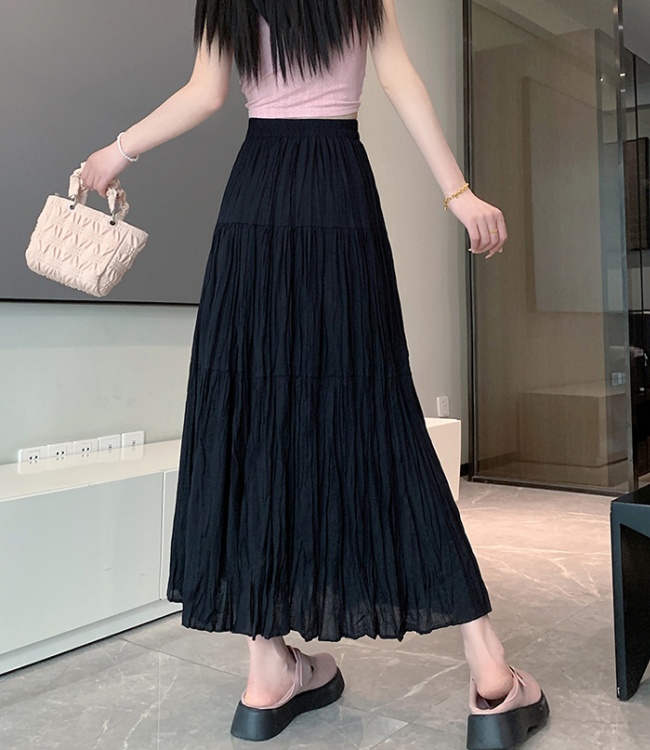 A-line big skirt long splice fold skirt