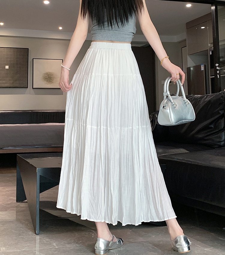 A-line big skirt long splice fold skirt