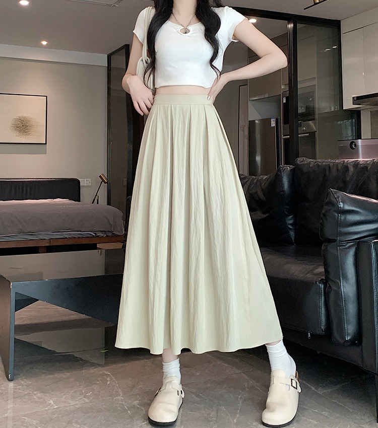 Pleated long big skirt high waist spring and summer skirt