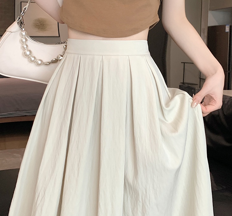 Pleated long big skirt high waist spring and summer skirt