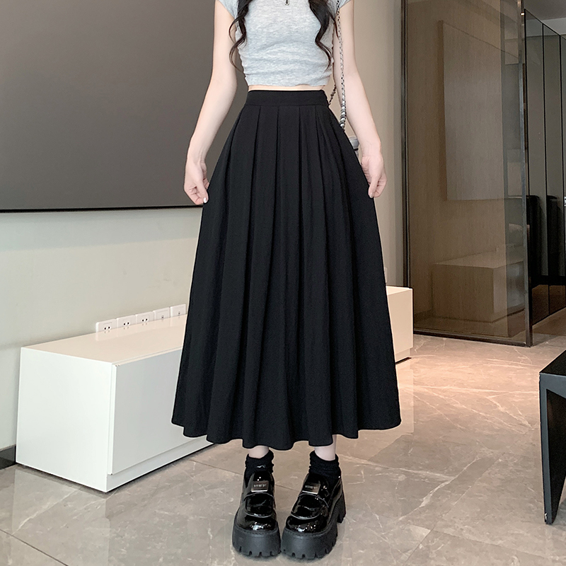 Pleated long big skirt high waist spring and summer skirt