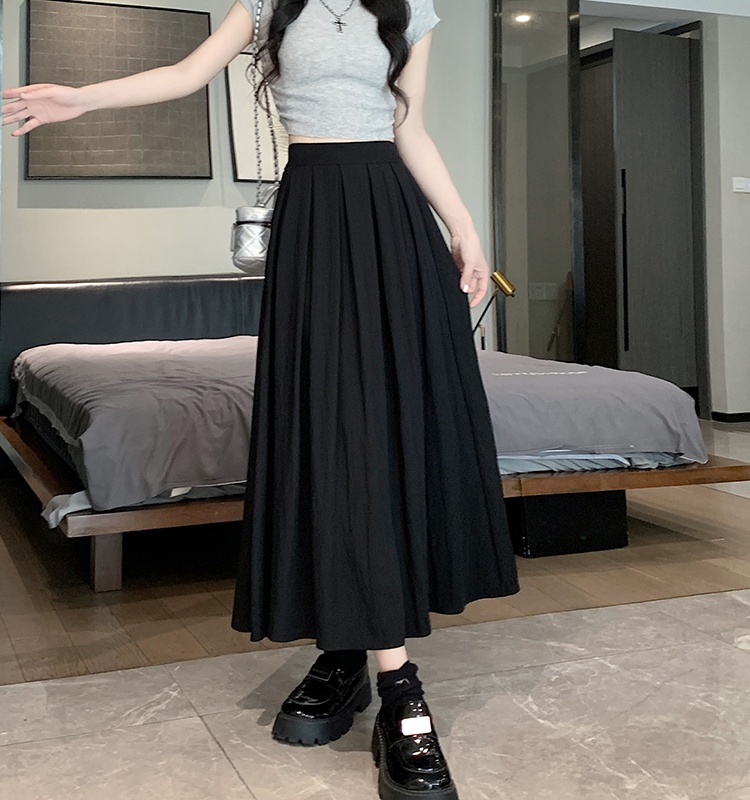 Pleated long big skirt high waist spring and summer skirt